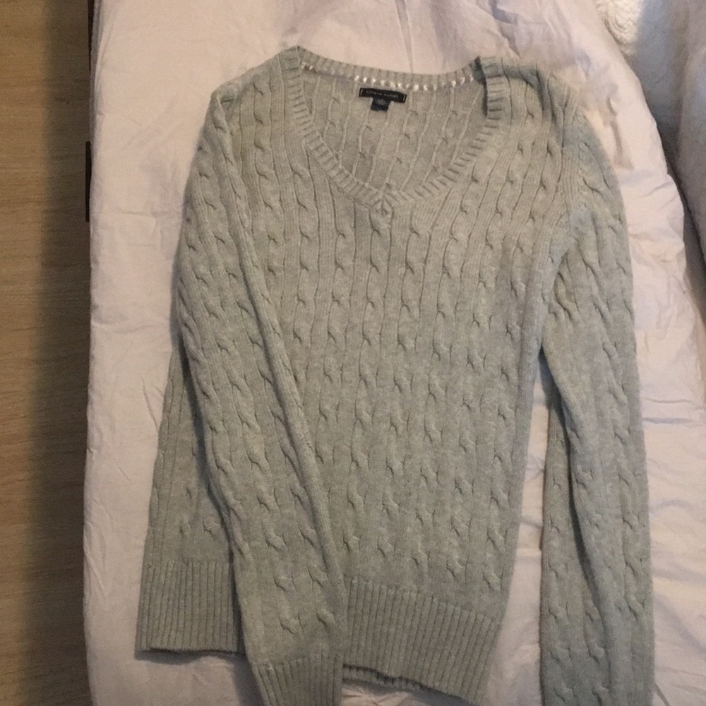 Gray cable sweater